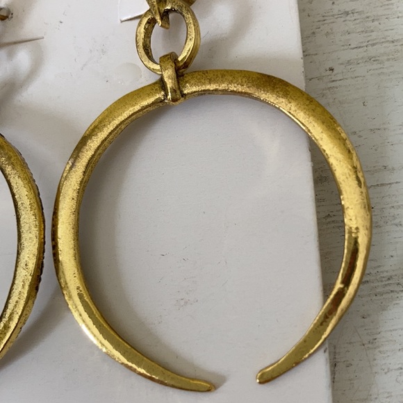 BOGO Crescent Moon Earrings Vintage Silver Gold Dangle Earrings Metal Bull Ring - Picture 4 of 8